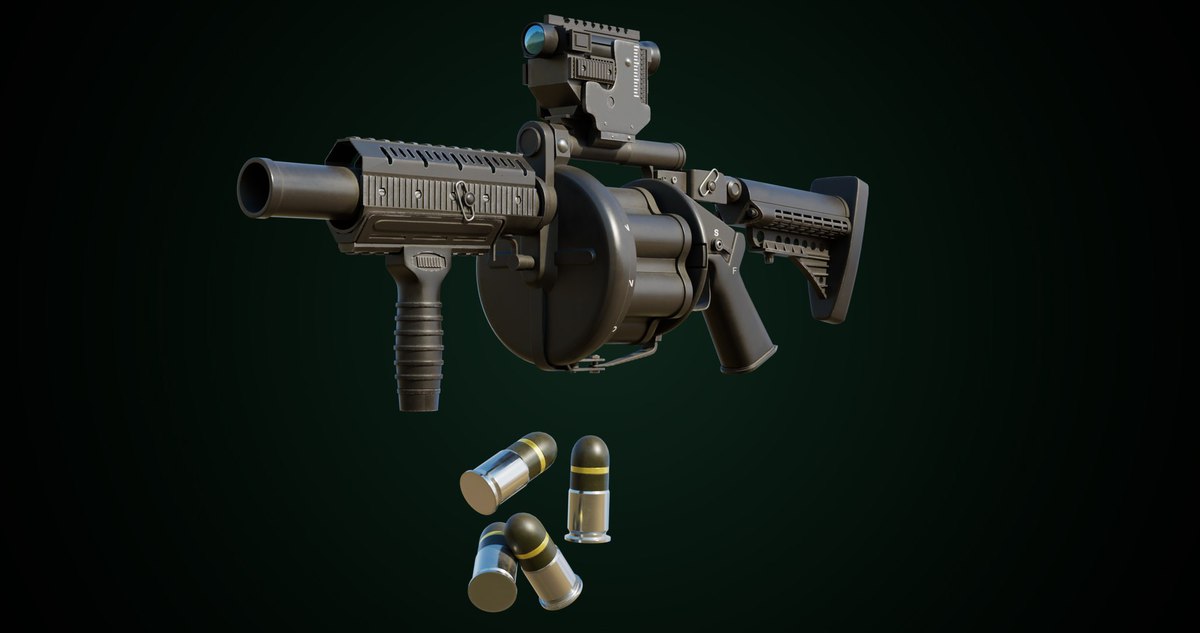 Grenade Launcher 01 Black URP HDRP Textures