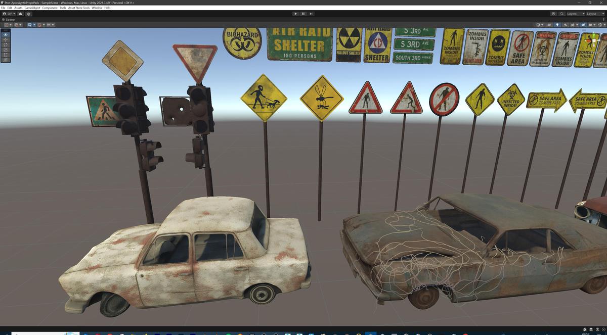Post-Apocalyptic Survival Urban City Props and Road Signs Pack - 135 3d Models