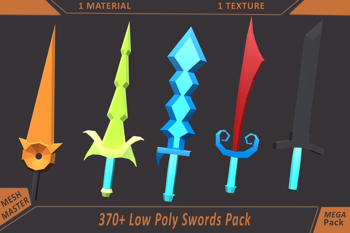 Low Poly Sword Library – 370+ Models