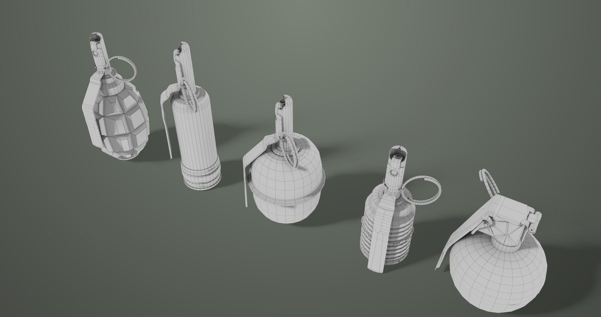 5 Fragmentation Grenades Single Mat URP HDRP Textures