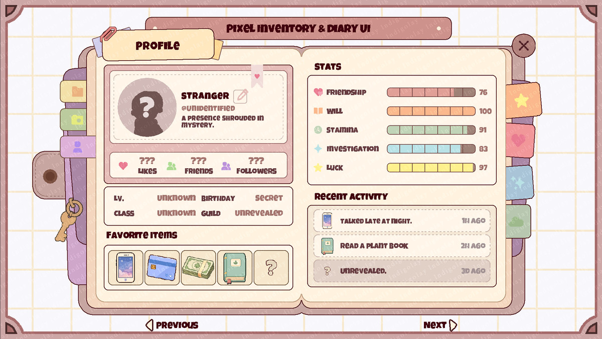 Pixel Inventory & Diary UI — Cute Modern Item Icons