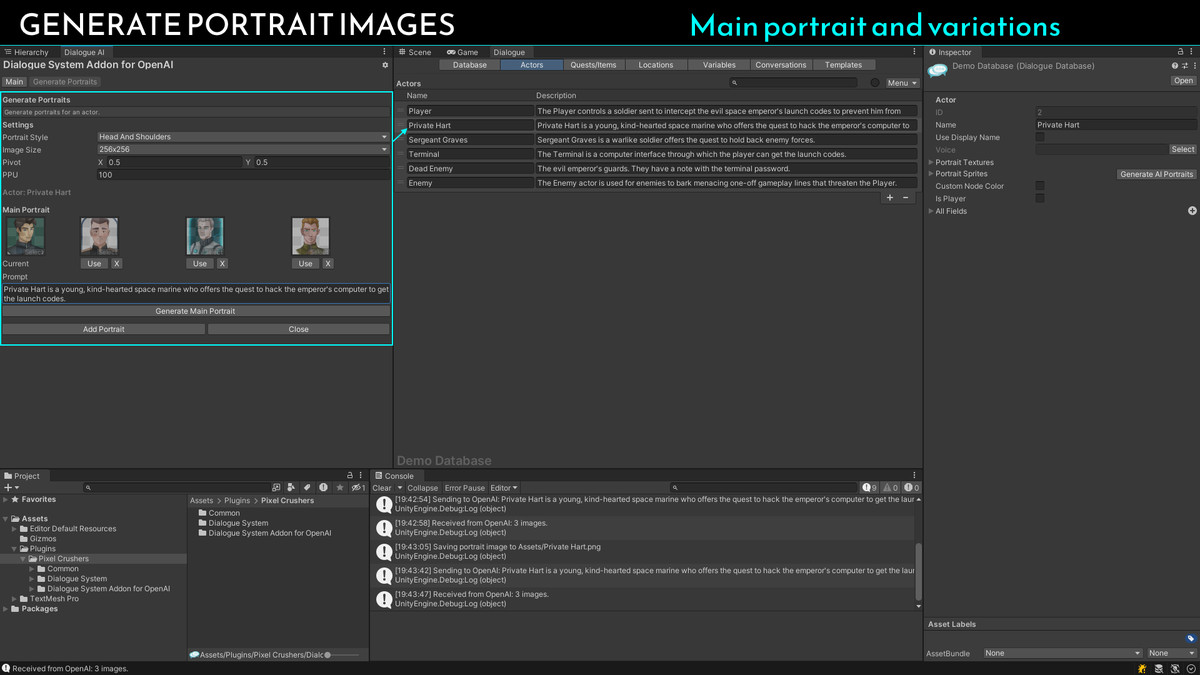 Dialogue System for Unity Addon for OpenAI, ElevenLabs & Other Generative AI