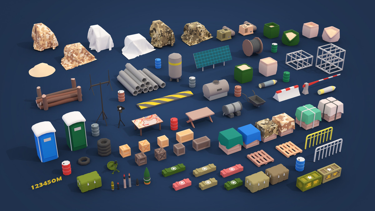 Military Desert - Low Poly 3D Models Pack