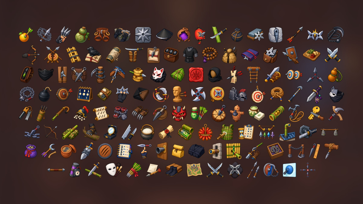 Ninja Arsenal Shinobi Weapons Stealth Tools Training Icons Pack