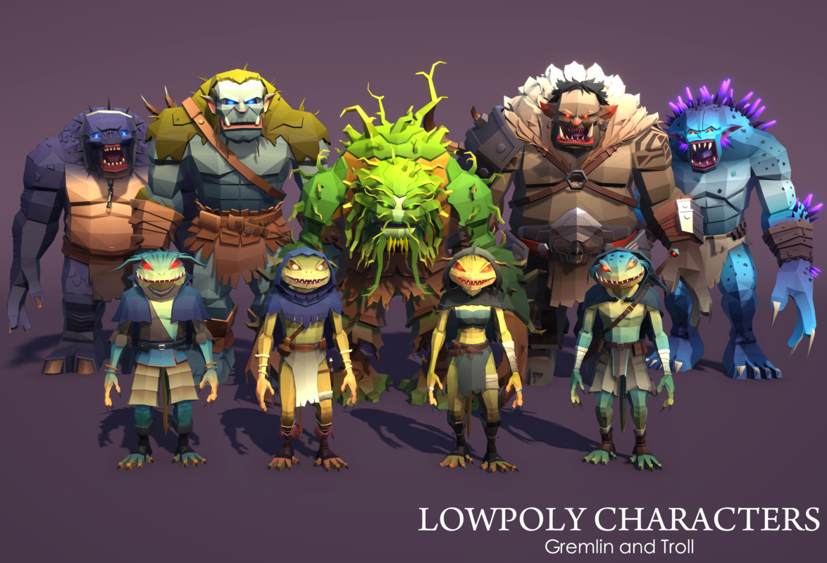 LowpolyCharacters_Gremlin and Troll