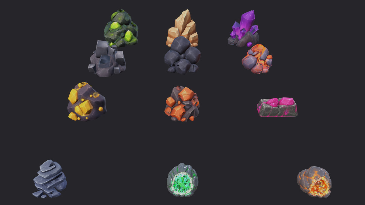Low Poly Mining Collection - Mine Props + Gems & Ore