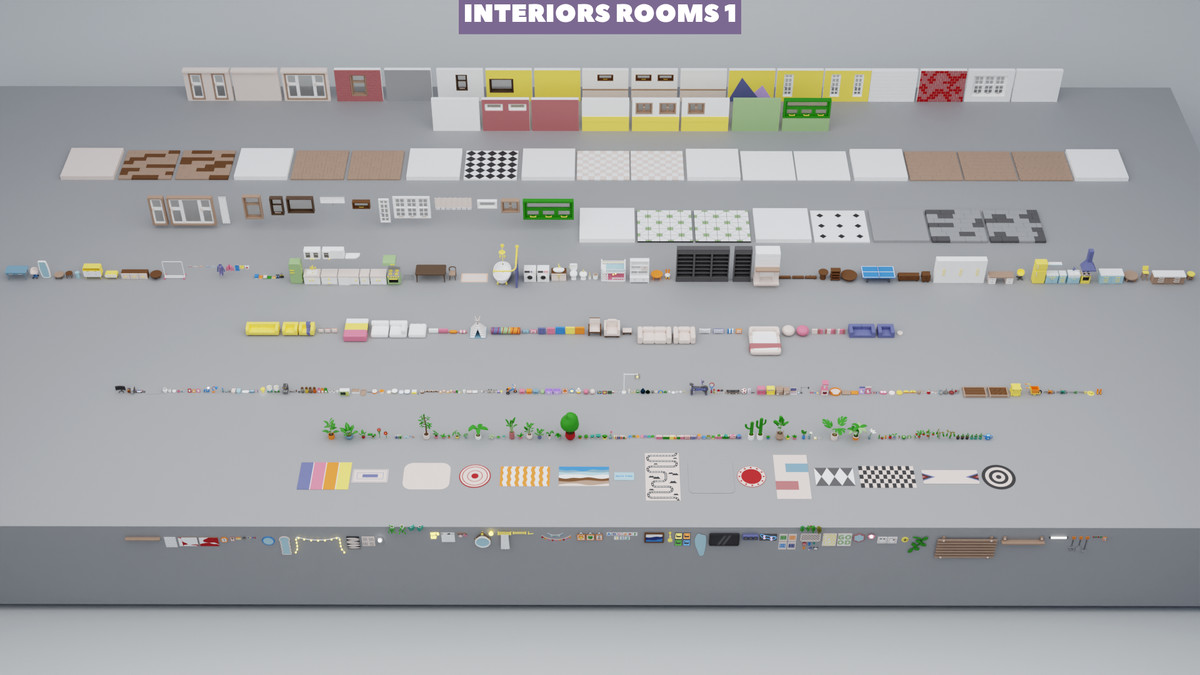 BIG PACK Interactive Cartoon Interiors & Rooms