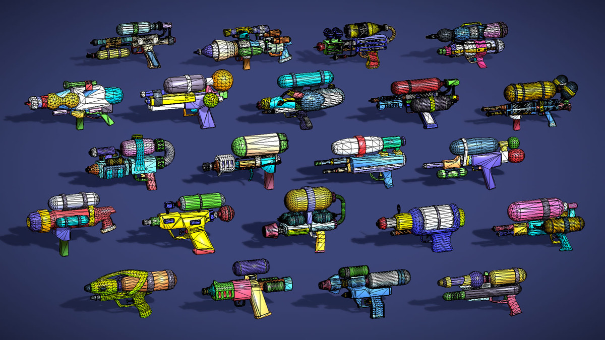 Water Gun Pack – Lowpoly Stylized Cartoon Hyper Casual Toy - Kids Collection