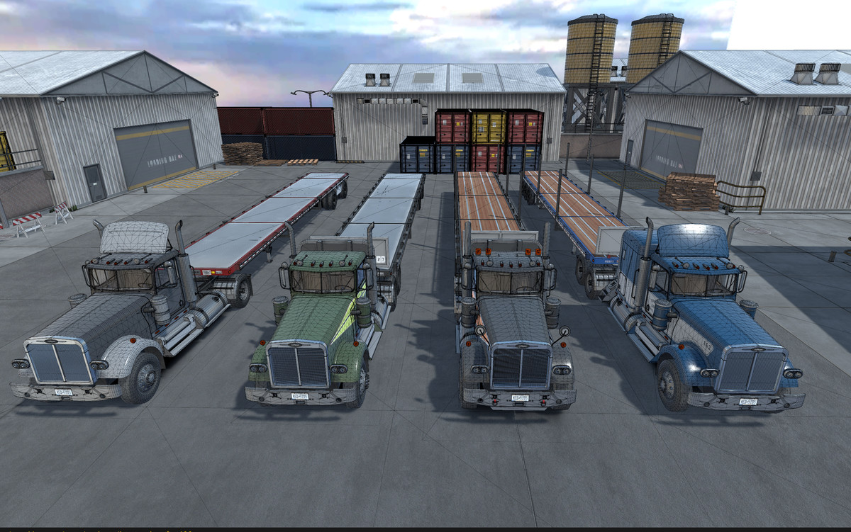 Semi truck flatbed trailer