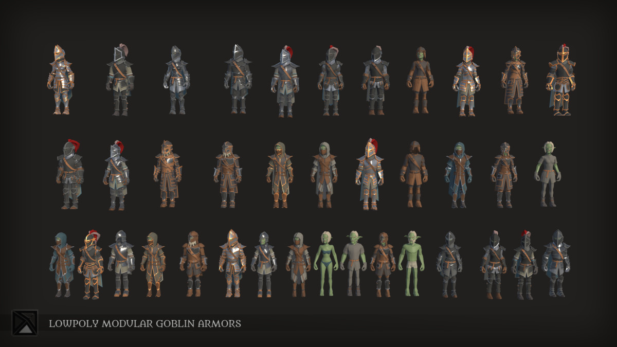 Low Poly Goblins Modular Armors Bundle - LOWPOLY MEDIEVAL FANTASY SERIES