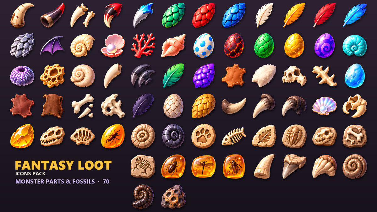 Fantasy Loot Icons - 462 RPG Items, Gems & Potions