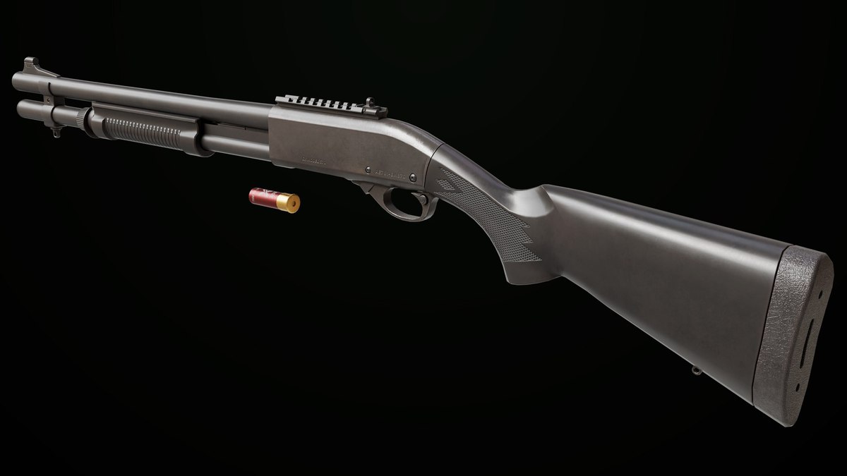 Long Shotgun 01 Wood and Black Single Mat URP HDRP Textures