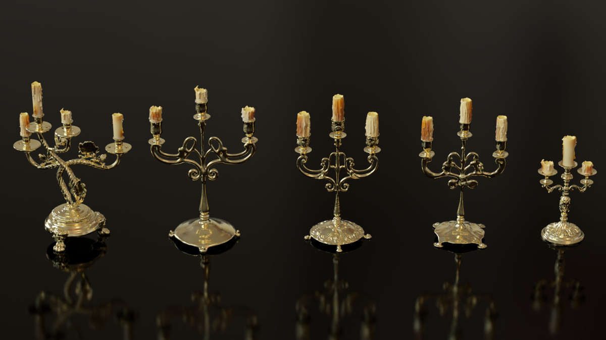 Ornate Candles, CandleHolders, and Wax Sculptures - 133 Models Set