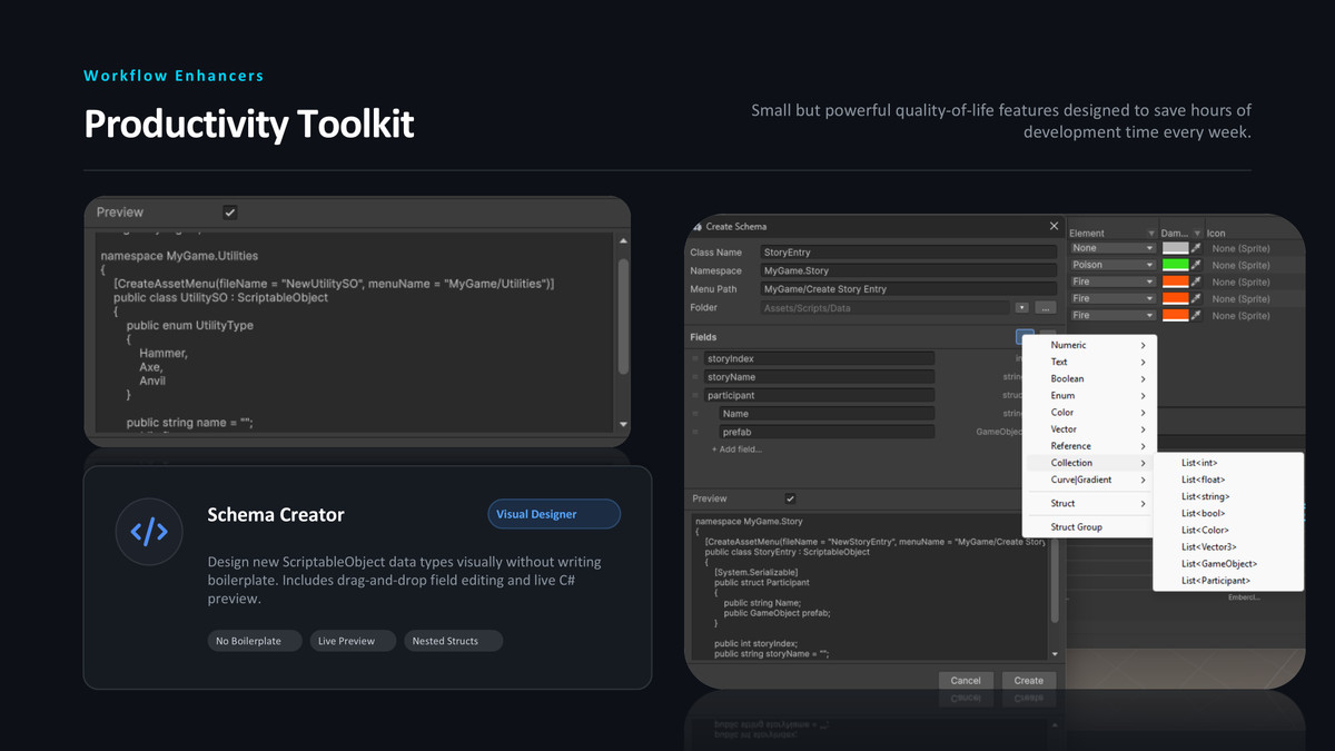 Game Data Workbench Core – Table-Based Data Editor for Unity