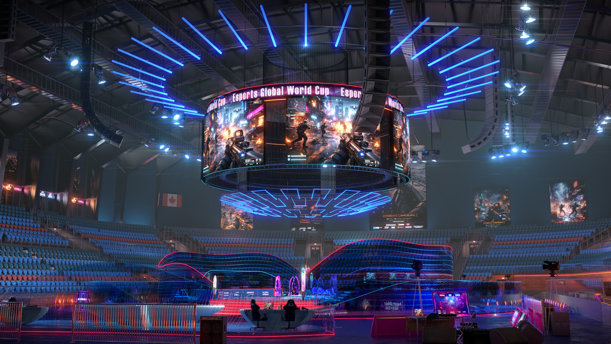 Futuristic Esports Arena Stadium – Tournament Stage 3d Environment Level