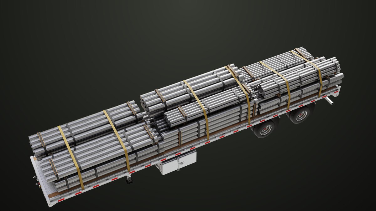 Flatbed Trailer with 7 Loads Single Mat URP HDRP Textures