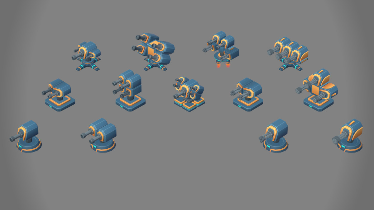 Low Poly Sci-Fi Turrets Pack