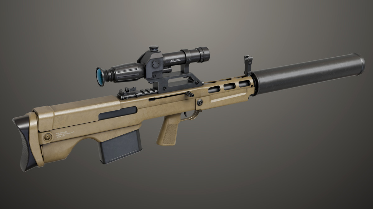 Sniper 05 Black and Sandal Single Mat URP HDRP Textures