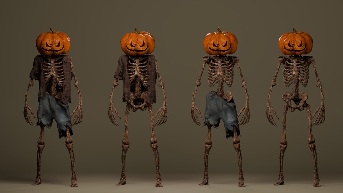 Scarecrow Pumpkin Halloween Skeleton