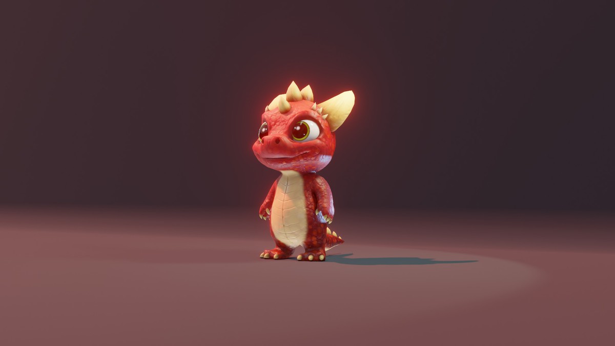 Cartoon Red Dinosaur 3D Model – Animated Character
