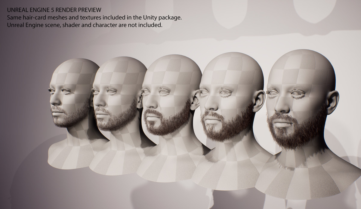 Short to Medium Boxed Beard Growth Pack Vol. 1 - 5 Real-Time Facial Hair Styles