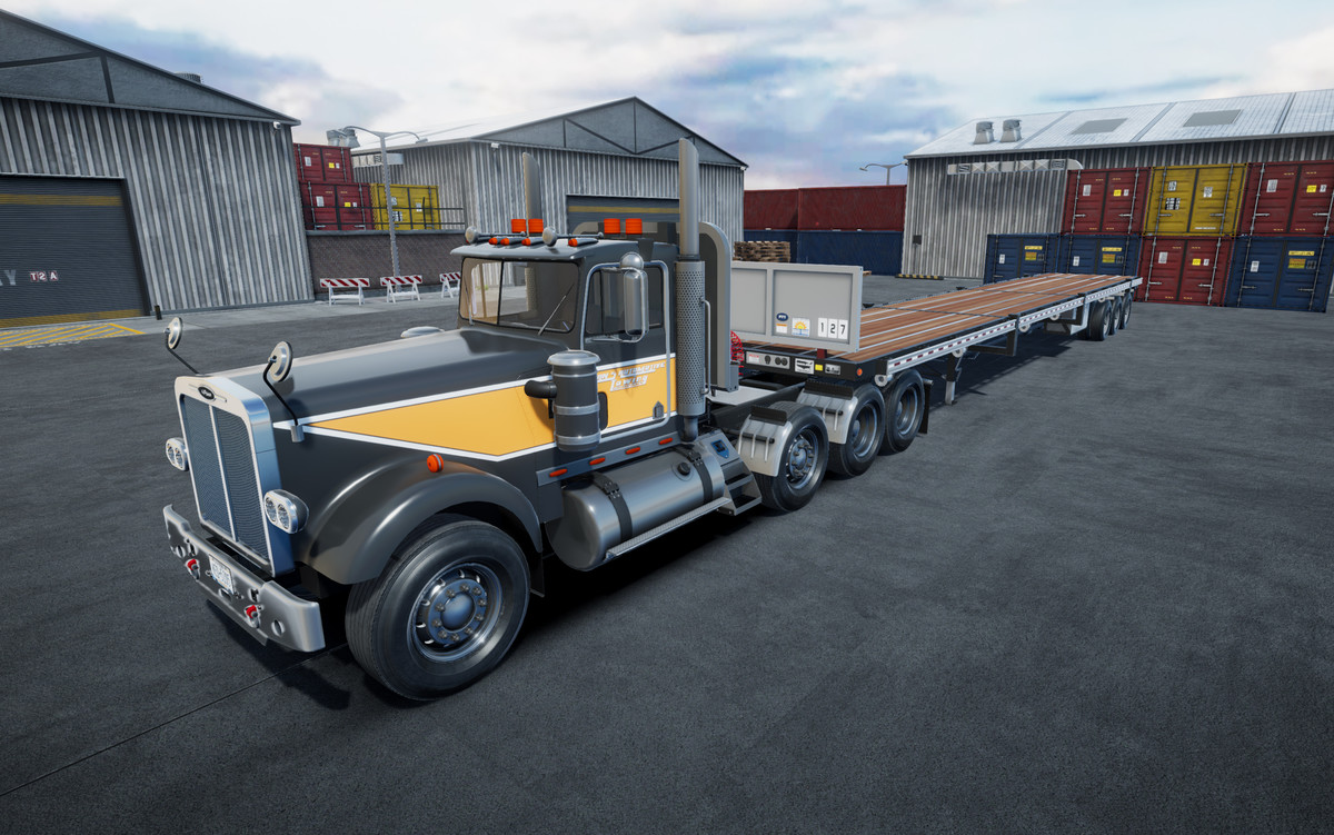 Semi truck flatbed trailer
