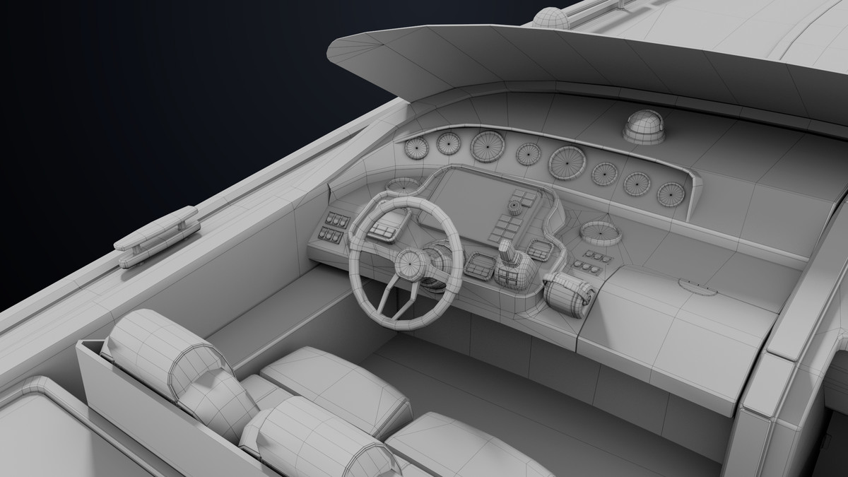 Yacht Boat 01 Black with Interior HDRP URP Textures