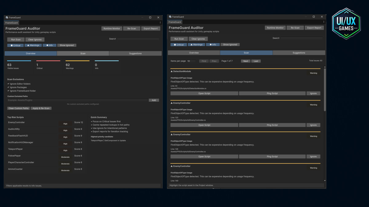 FrameGuard Toolkit – Performance Scanner & Runtime Monitor