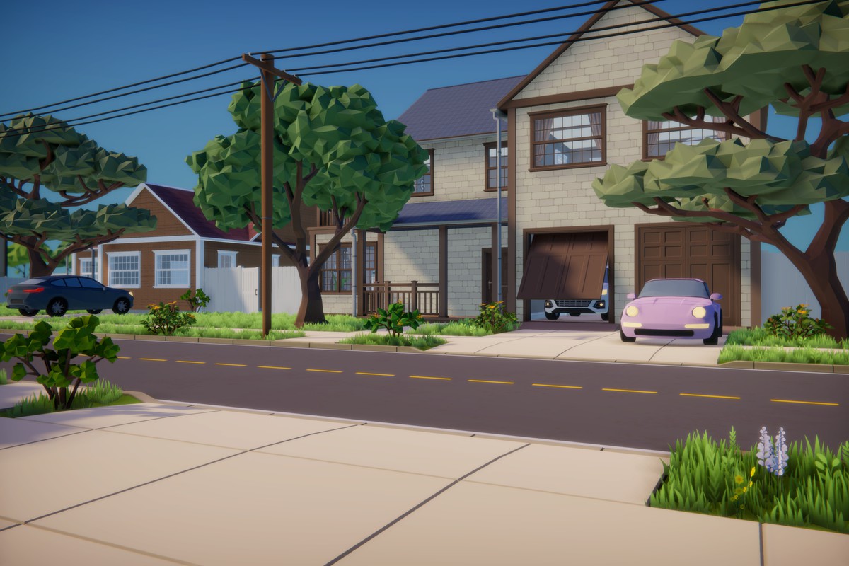 Low Poly Cartoon House Interior & Exterior