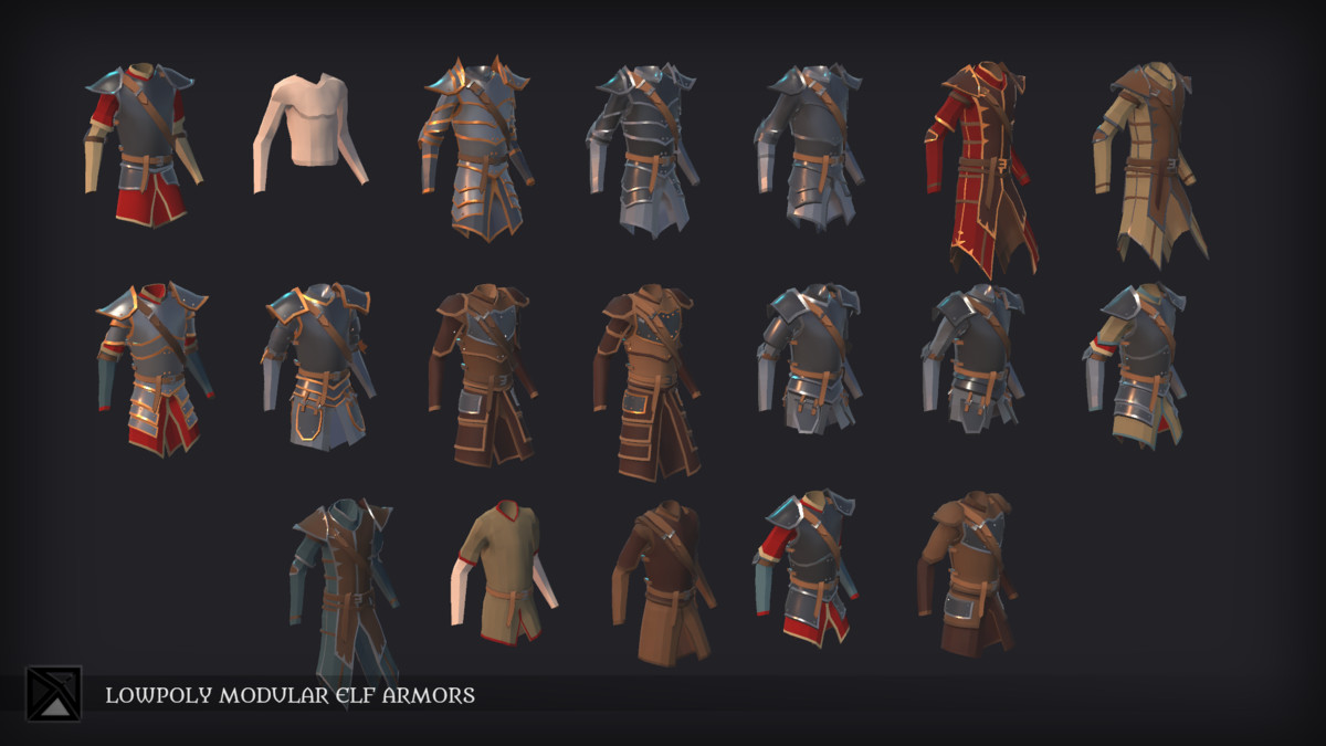 Lowpoly Elves Modular Armors - MEDIEVAL FANTASY SERIES