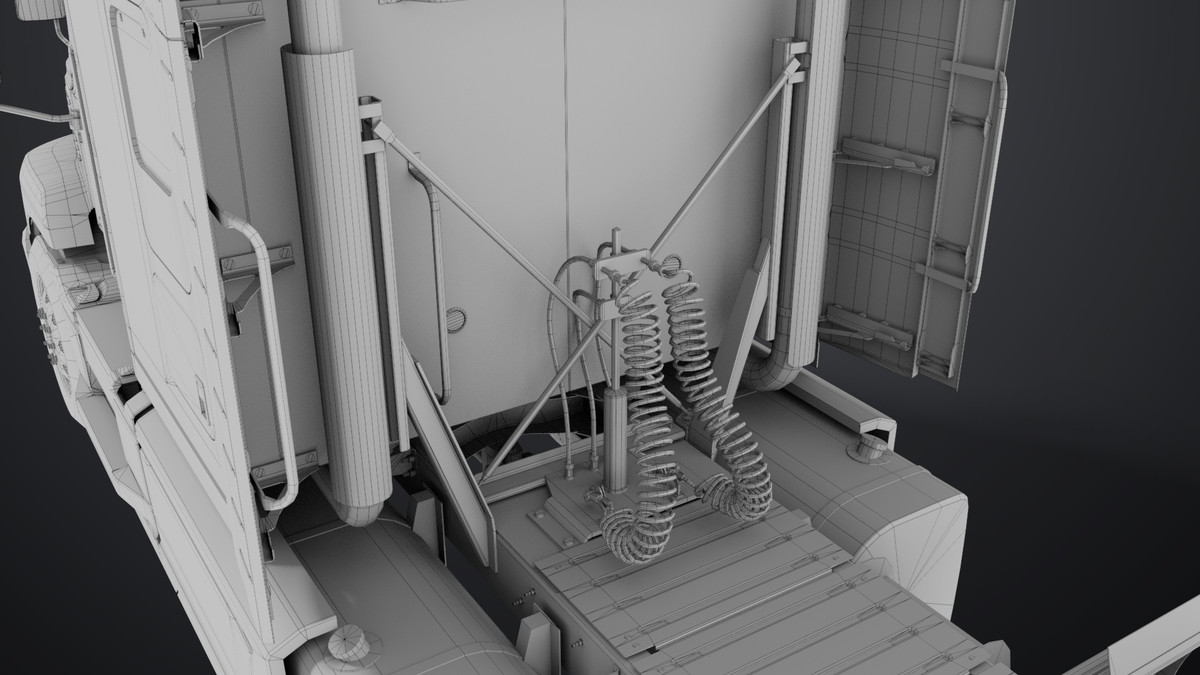 Heavy Truck Chassis 05 White Interior URP HDRP Textures