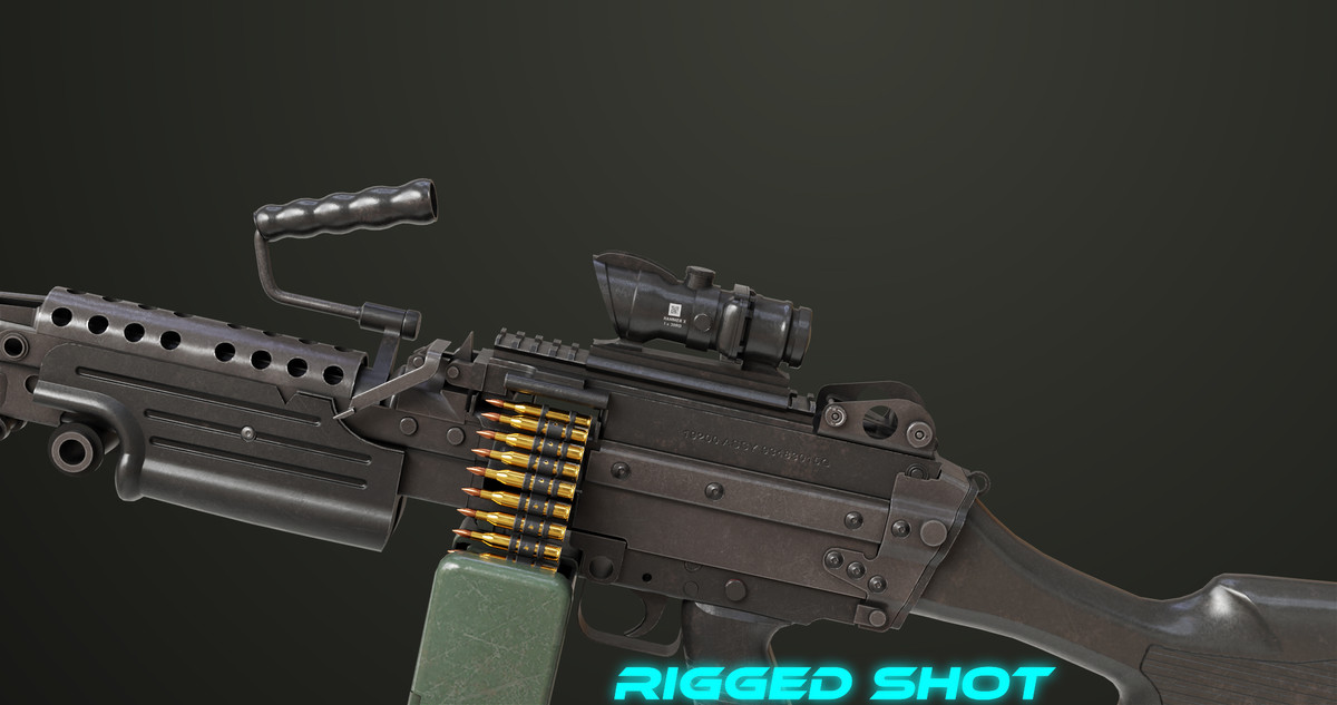 Machine Gun Sandal and Black Ammo Box URP HDRP Textures
