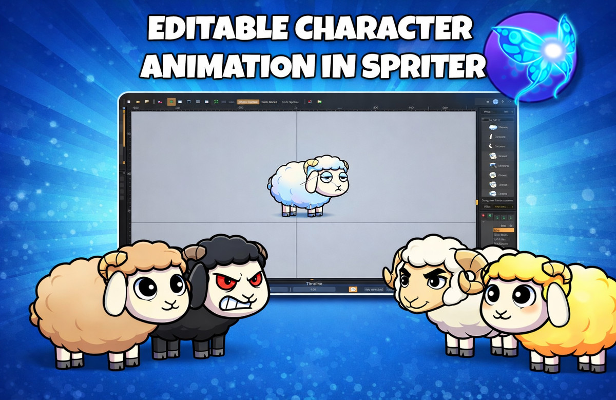 5 Fluffy Sheep 2D Animated Character Pack