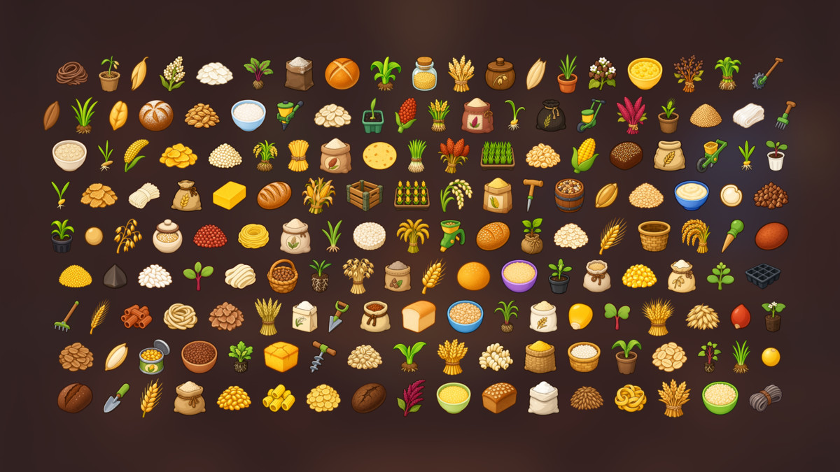 Grain Farming Cereals Crops Seeds Flour Bread Pasta Agriculture Icons Pack