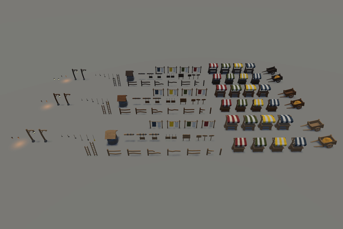 Low Poly Modular Medieval Village Constructor