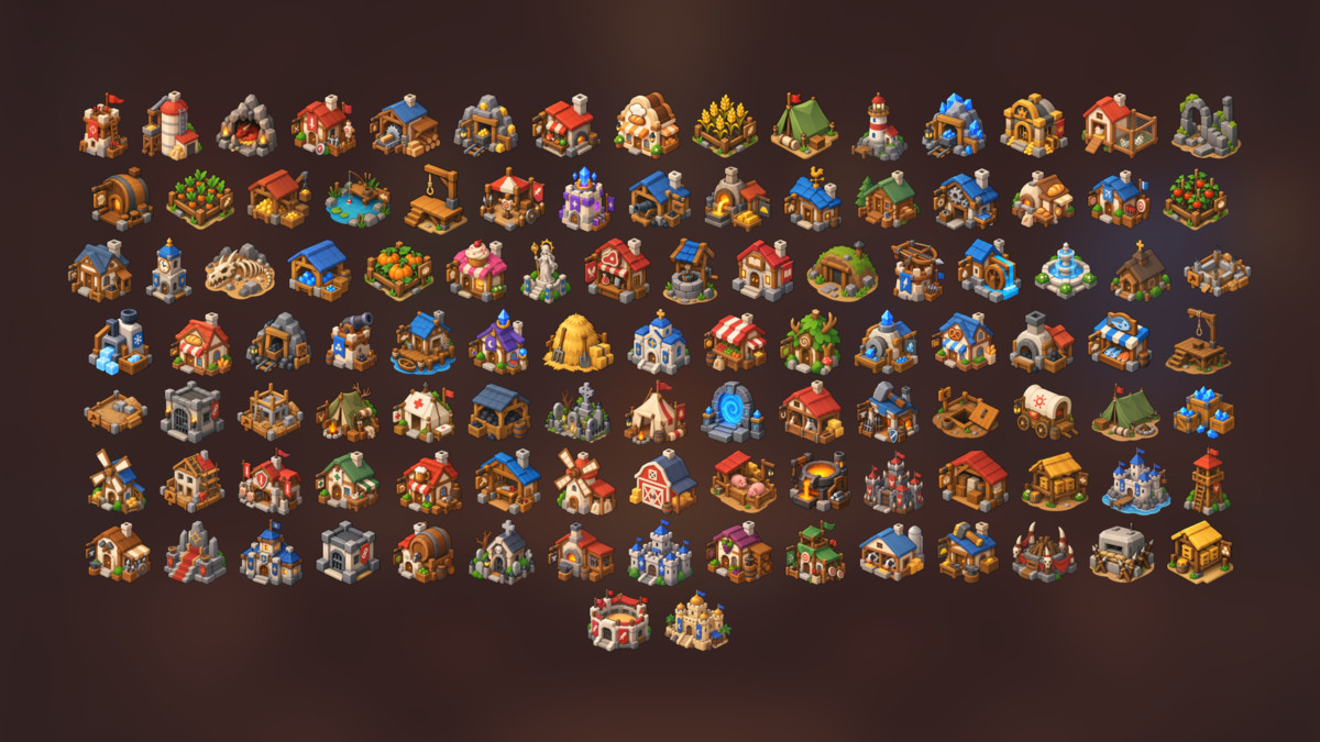 Medieval Fantasy Village City Builder Buildings Icons Pack