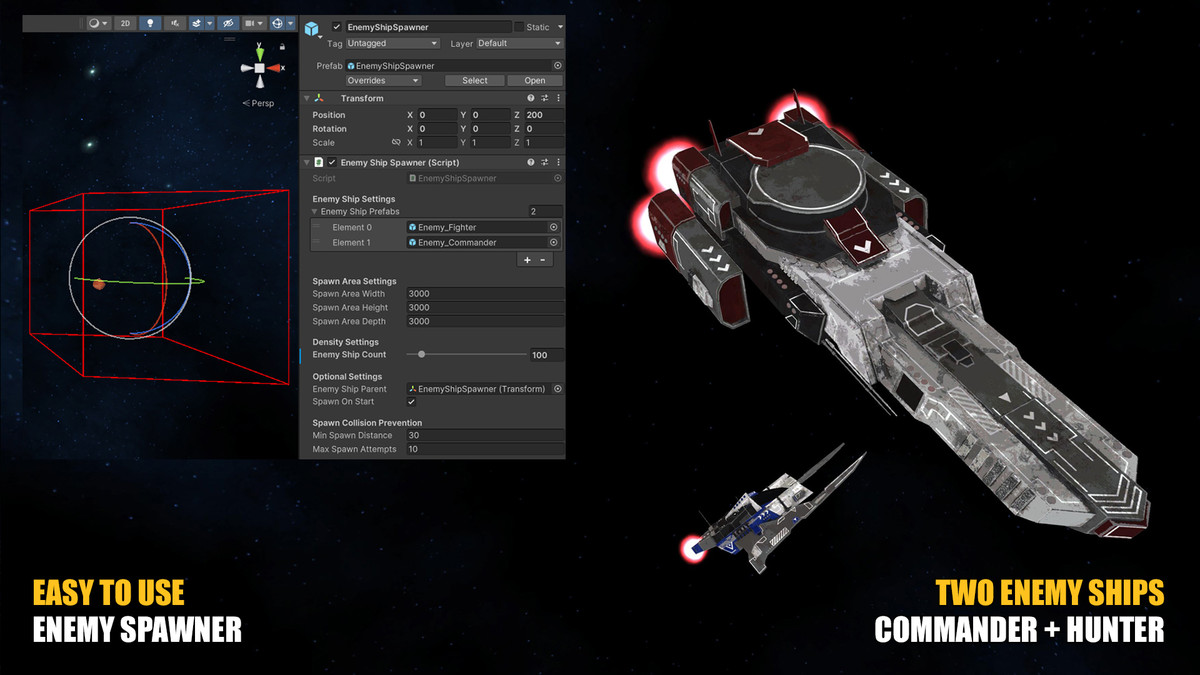 3D Spaceship Controller with Modular Weapon System for Mobile & PC