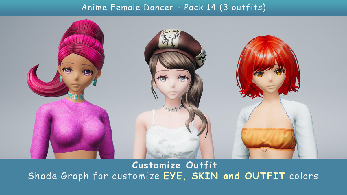 Anime Female Dancer - Pack 14 (3 outfits)