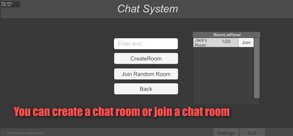 Chat system：Supports voice chat