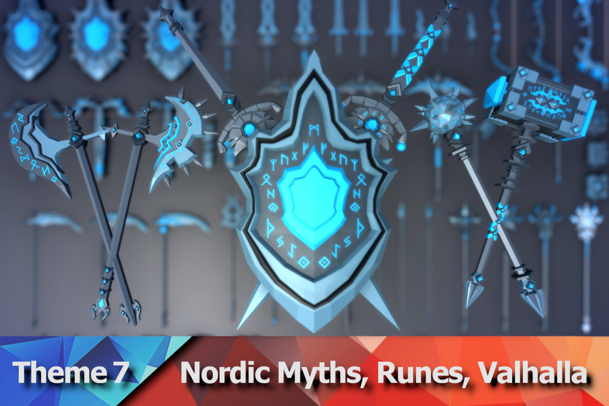 900 Low Poly Fantasy RPG Weapons - Ultimate 3D Pack