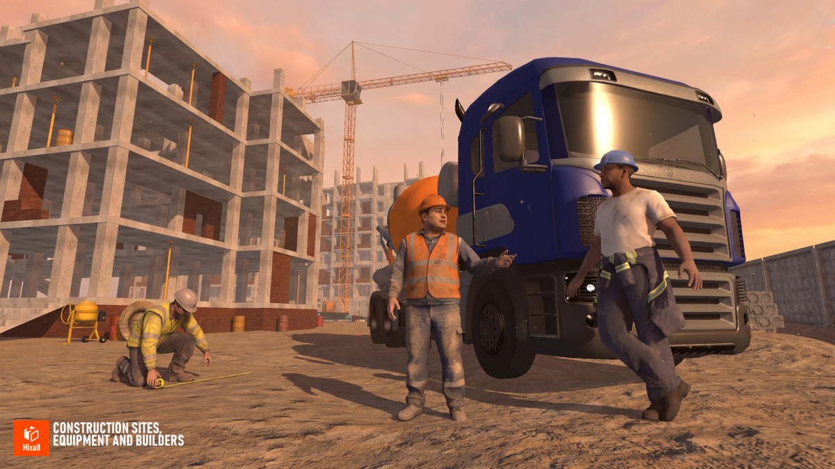 Construction sites, equipment and builders