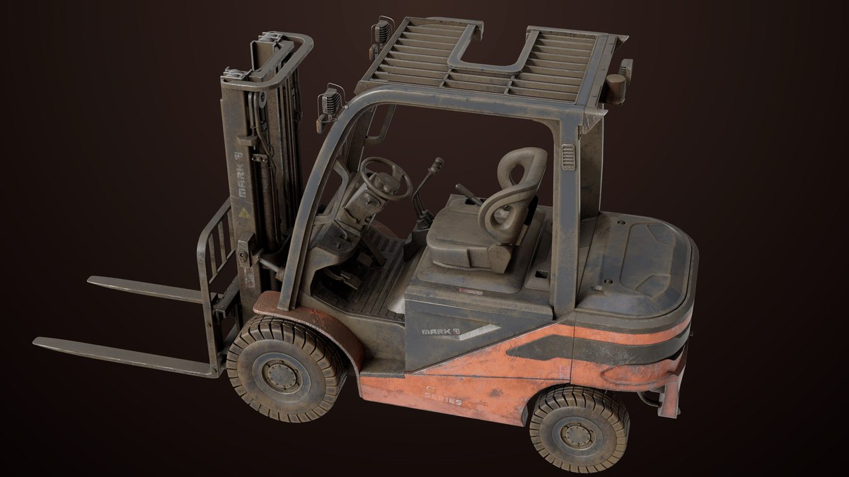 Old Dusty Forklift Truck03 Orange URP HDRP Textures