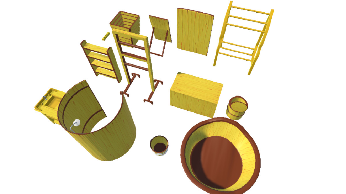 Low-Poly BathRoom Kit – Stylized Wooden Set