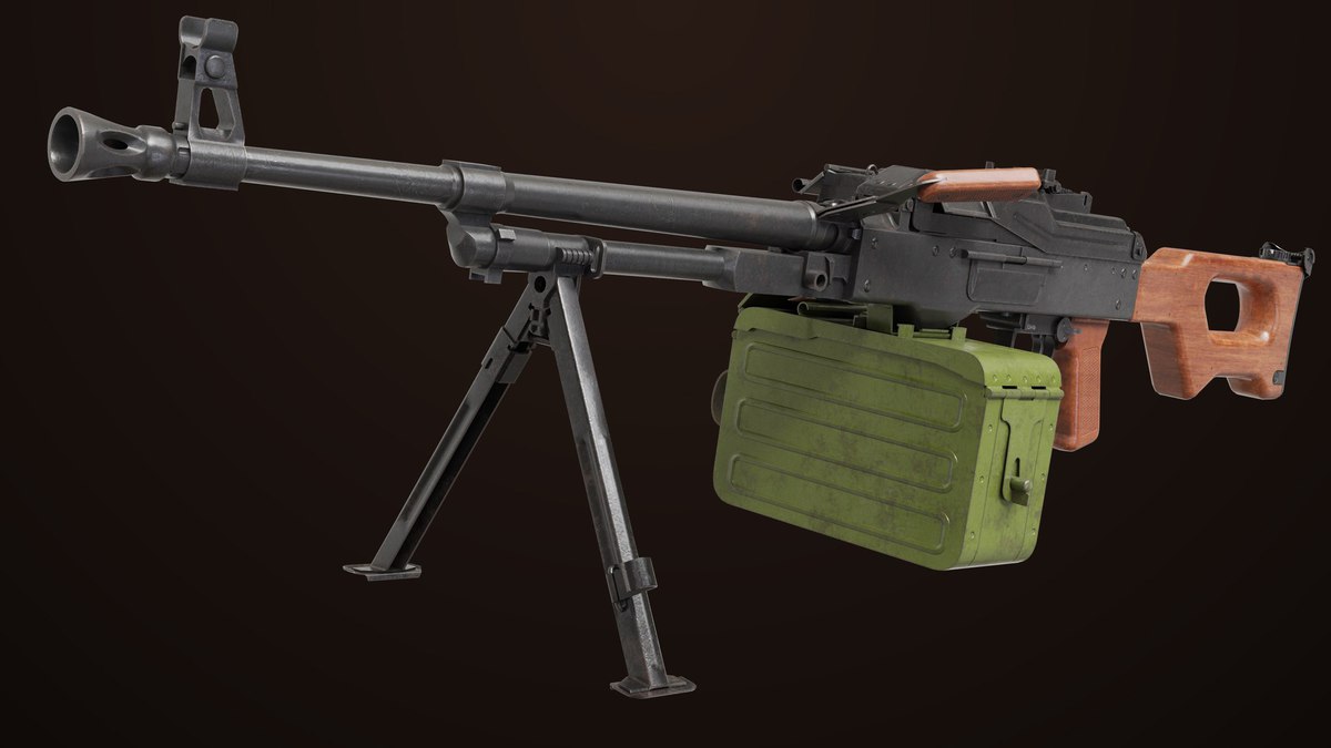 Machine Gun 11 Wood handle URP HDRP Textures