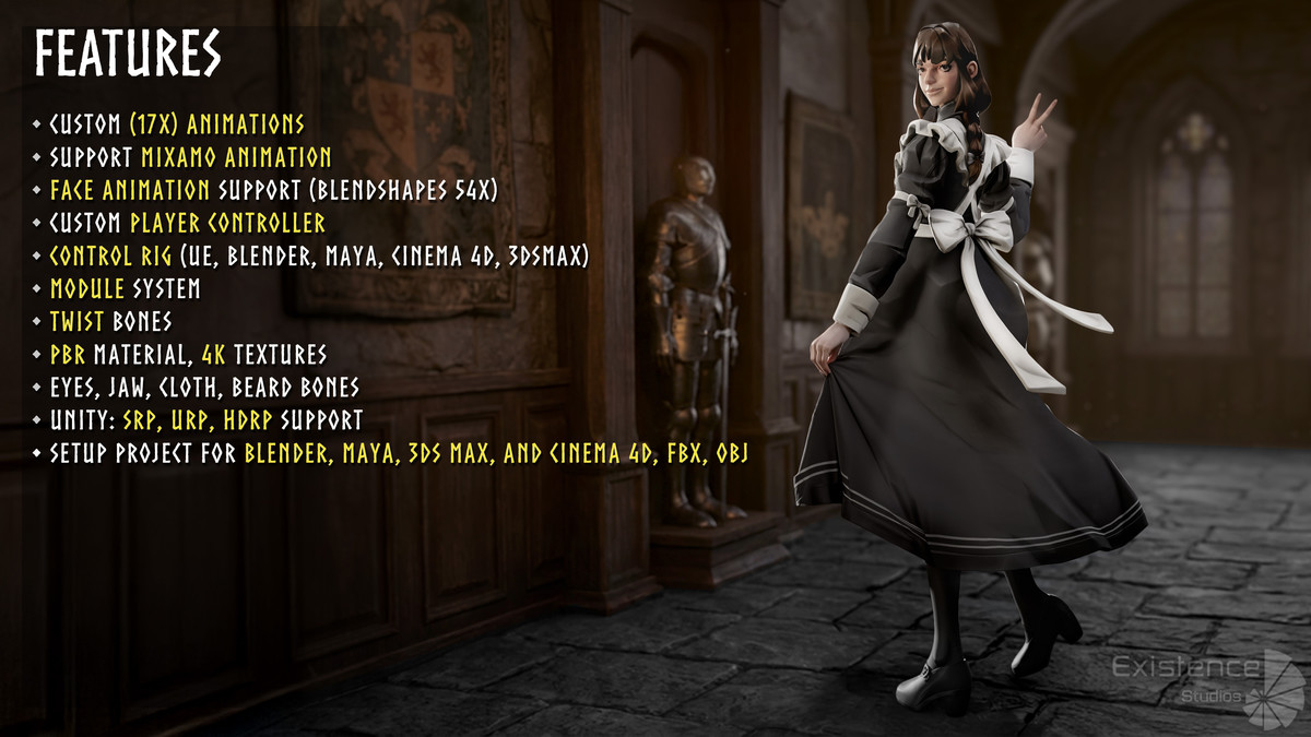 Maid - Housekeeper Mary- Stylized Fantasy Character