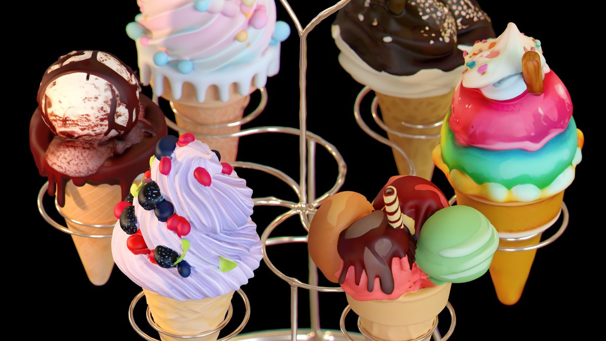 Delicious Ice Cream Collection – Colorful Dessert 3D Models
