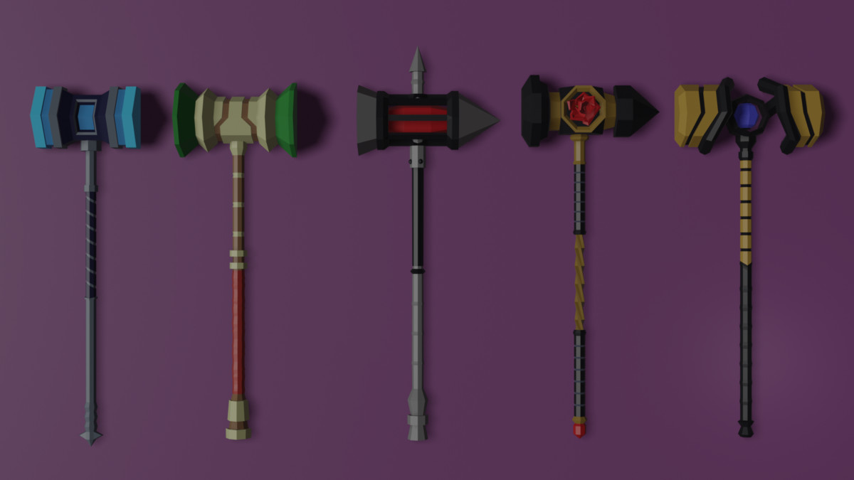70 Unique Low Poly Fantasy Weapons Pack