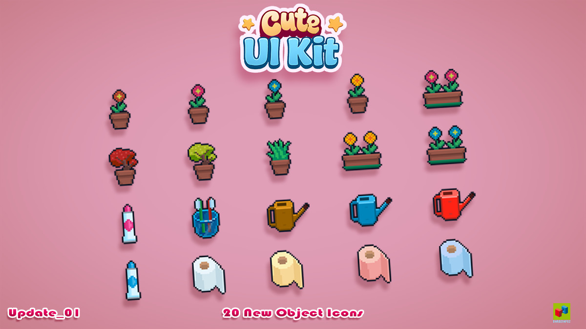 Cute Pixel Art UI/GUI Kit