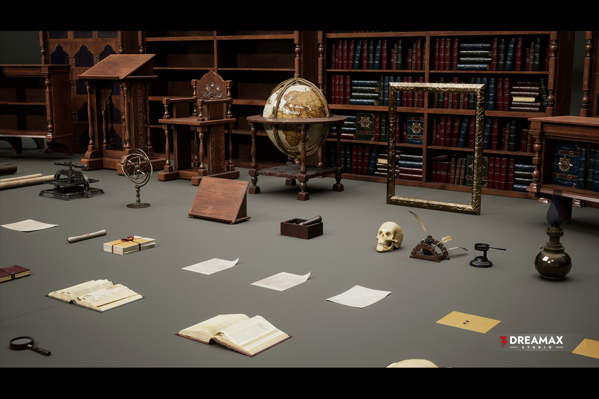 Medieval & Fantasy Library - Complete Scholar's Props Pack | Books, Scrolls