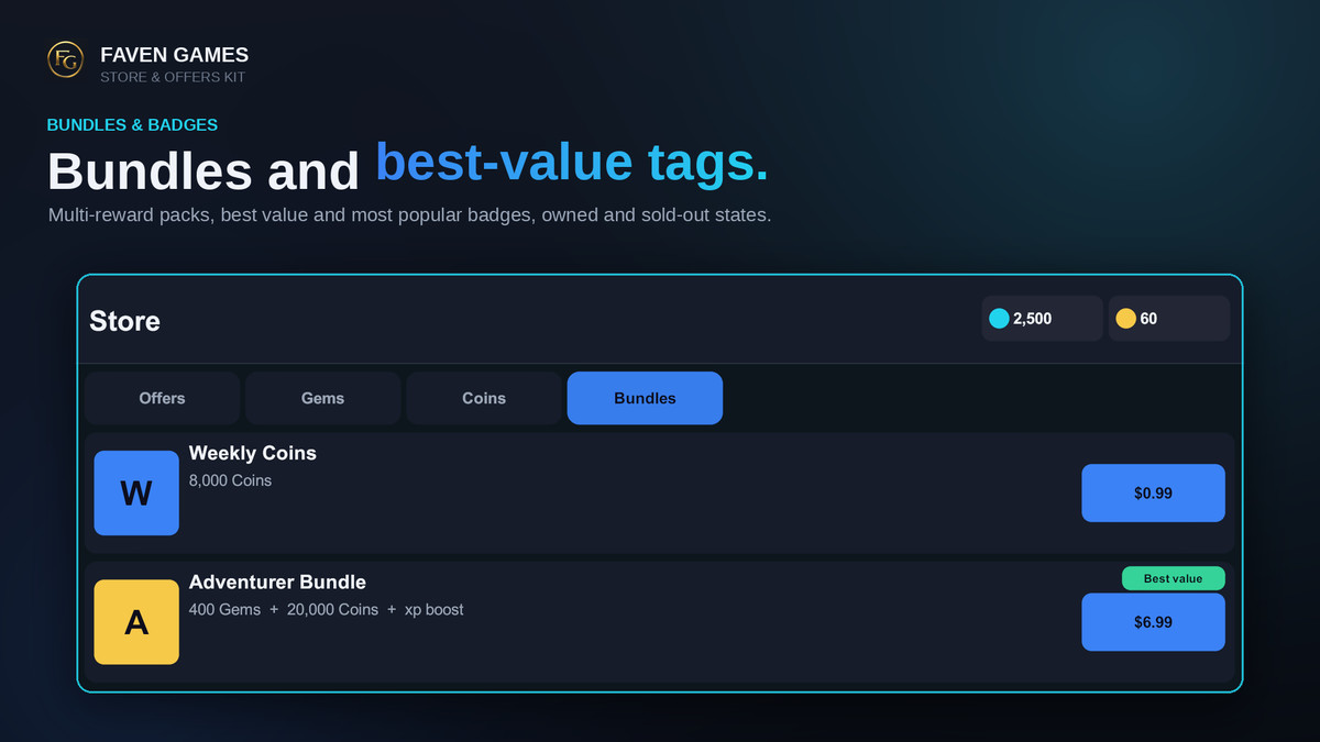 Store & Offers Kit: In-Game Shop, Virtual Economy & Offers